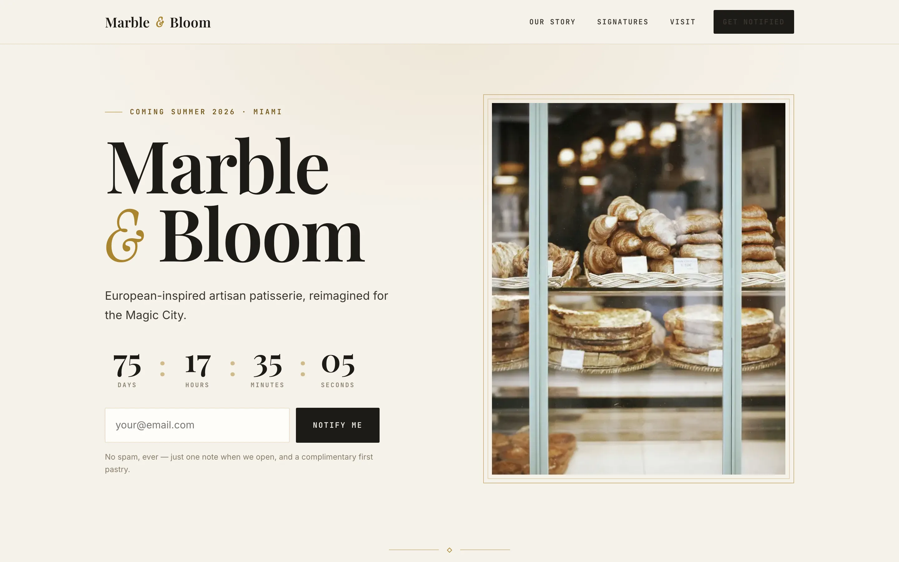 Marble & Bloom Bakery example website by ANTHONY.