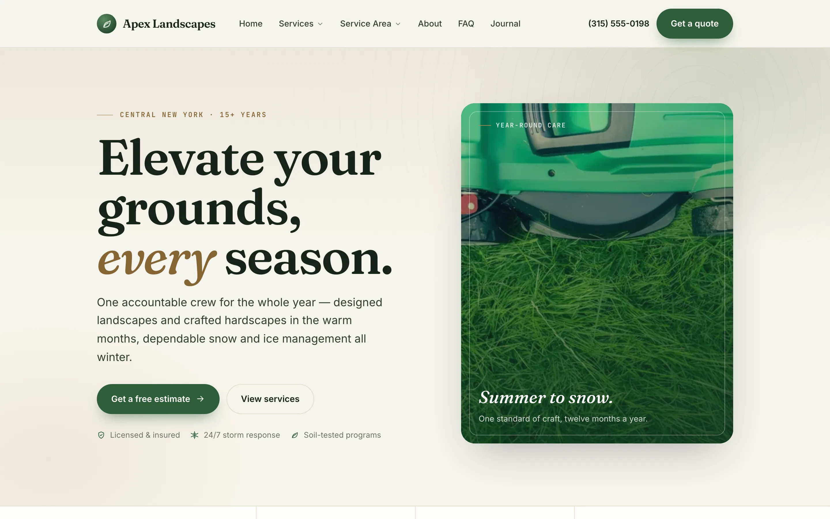 Apex Landscaping and Snow Removal example website by ANTHONY.