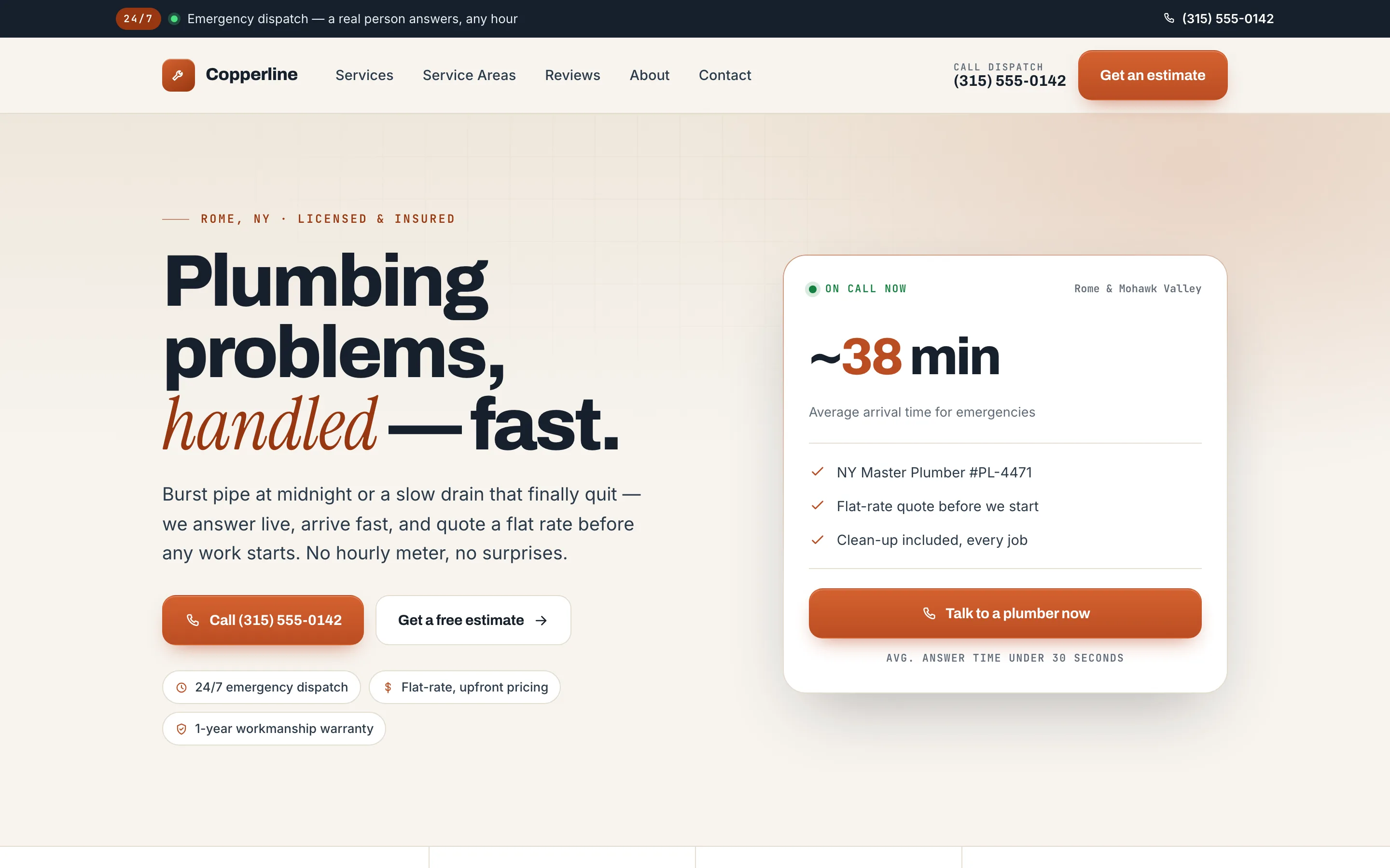 Copperline Plumbing example website by ANTHONY.